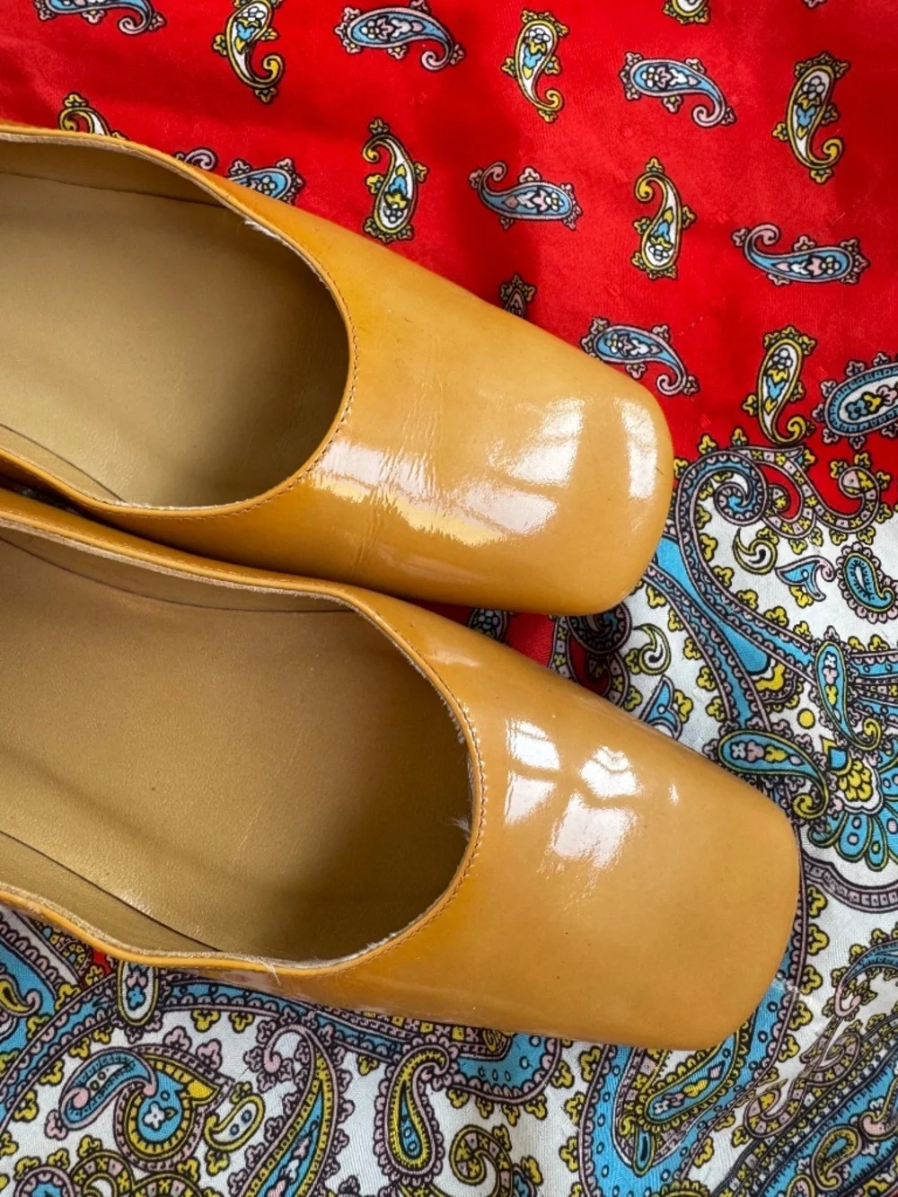 Kate Spade Nude Patent Leather Square Toe Ballet Flats